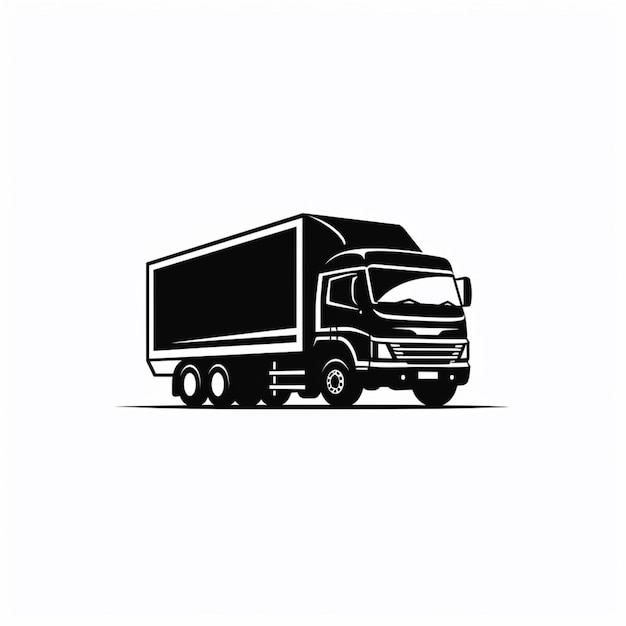 una imagen en blanco y negro de un camión con un remolque generativo ai