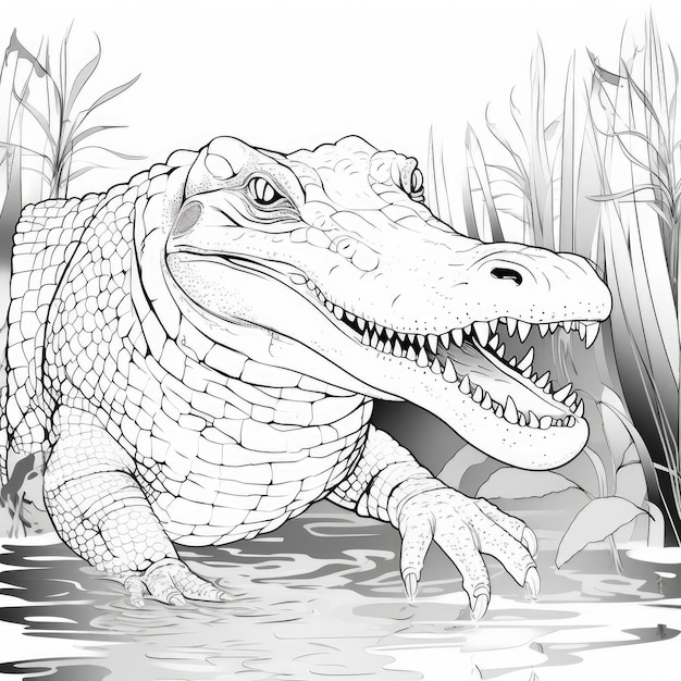 Imagen en blanco y negro de un cocodrilo cubano