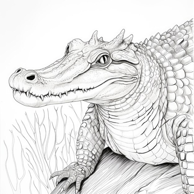Imagen en blanco y negro de un cocodrilo siamés