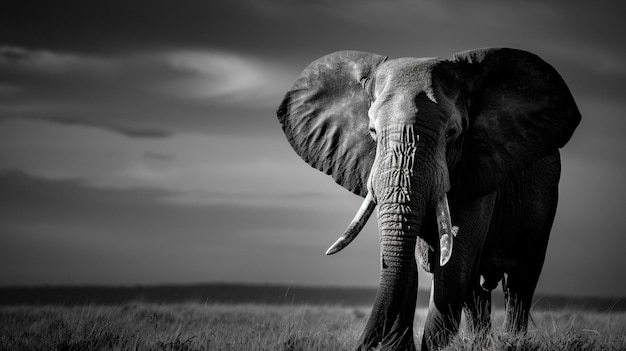 Imagen en blanco y negro de un elefante Generativo Ai