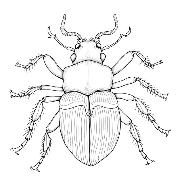 Imagen en blanco y negro de un escarabajo de cuernos largos