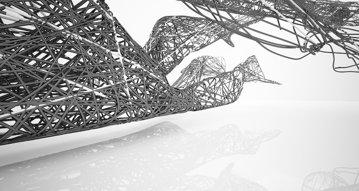 Foto una imagen en blanco y negro de una estructura con líneas y líneas.