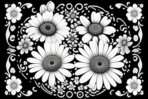 Una imagen en blanco y negro de una flor con la palabra i en ella