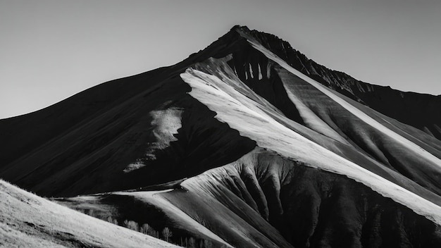 Foto una imagen en blanco y negro de una ladera de la montaña precisionismo minimalista delineado arte minimalista