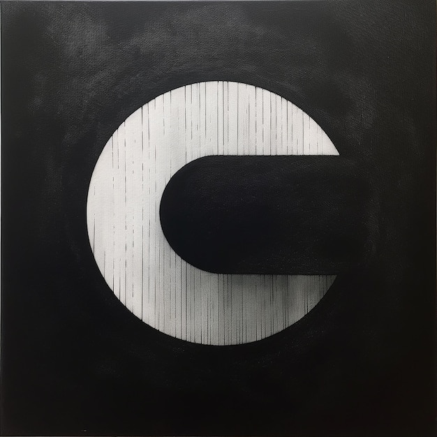 una imagen en blanco y negro de una letra c sobre un fondo negro
