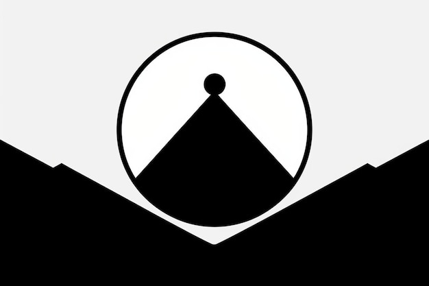 Foto una imagen en blanco y negro de una montaña con un círculo en el medio.