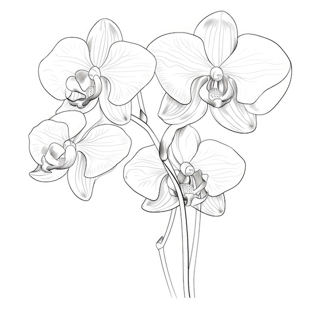 Foto imagen en blanco y negro de una orquídea para colorear