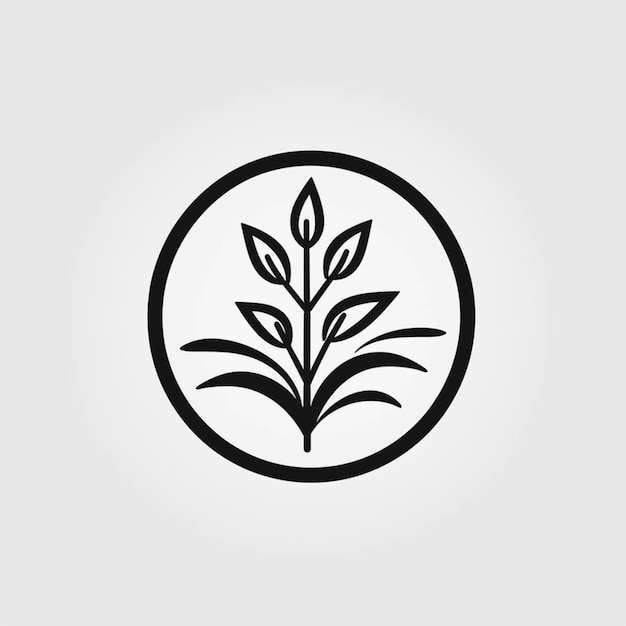 Una imagen en blanco y negro de una planta en un círculo generativo ai