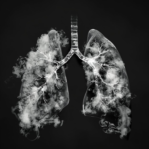 una imagen en blanco y negro de los pulmones humanos