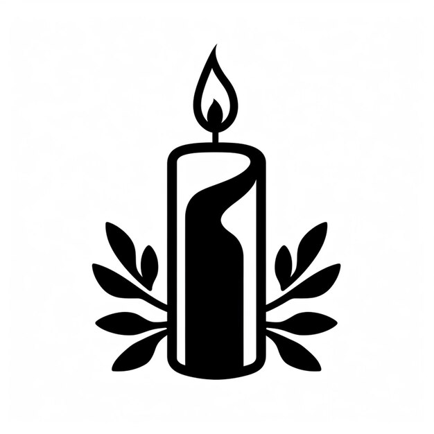 una imagen en blanco y negro de una vela con una ai generativa de laurel