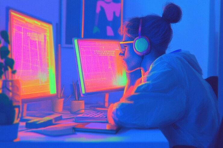 Foto una imagen de boceto de las carreras composición de primer plano neon generative ai