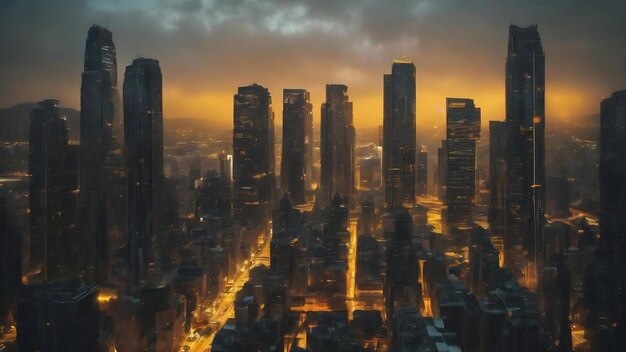 Una imagen borrosa de una ciudad con luces amarillas