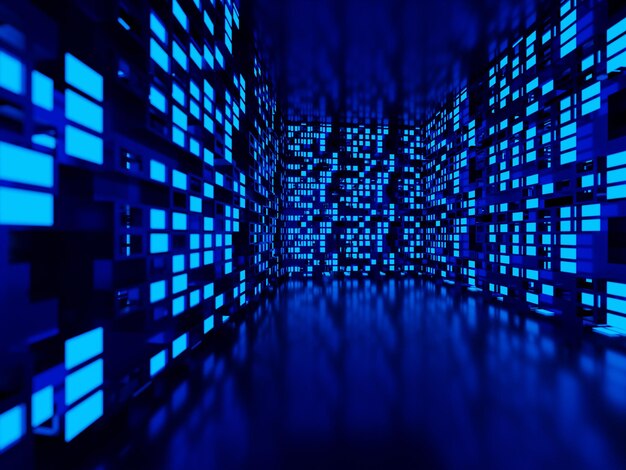 una imagen borrosa de un edificio con luces azules