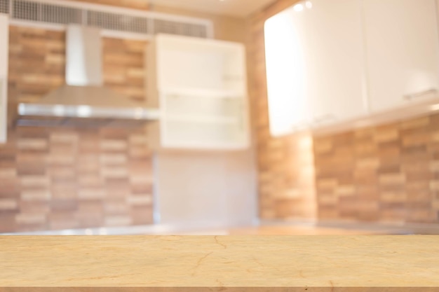 Imagen borrosa del interior de la sala de cocina moderna