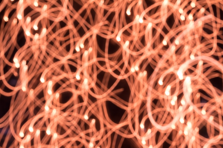 Foto imagen borrosa de las luces festivas