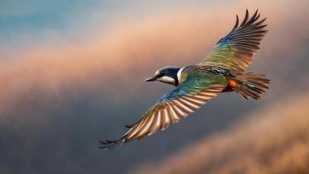 Una imagen borrosa de un pájaro volando en el cielo