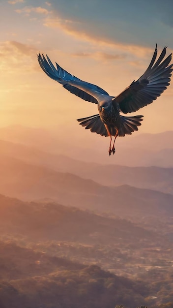 Una imagen borrosa de un pájaro volando en el cielo