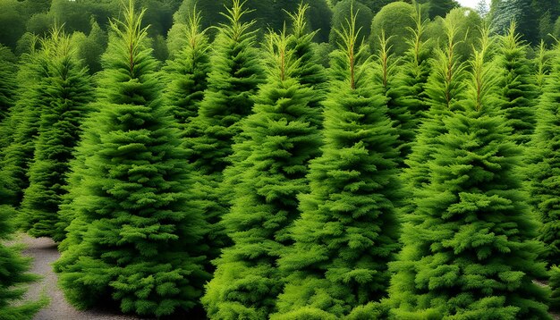 Foto una imagen de un bosque con un pino en el fondo