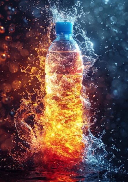 Imagen de botella de agua transparente en el interior generada por la IA