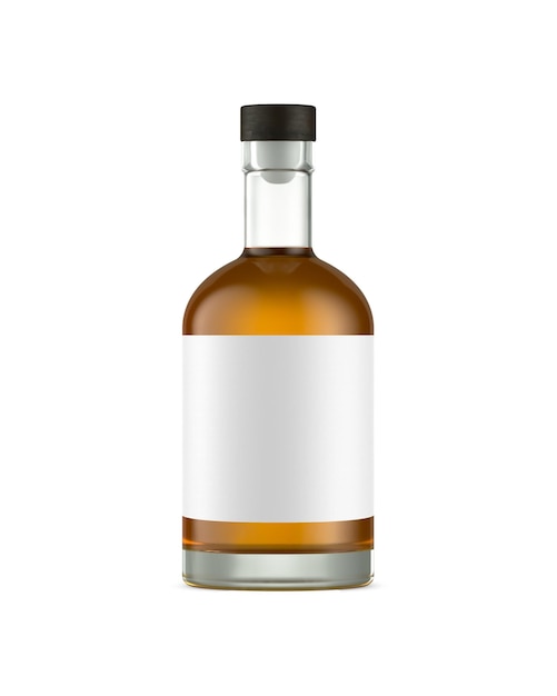 Una imagen de una botella de whisky aislada sobre un fondo blanco