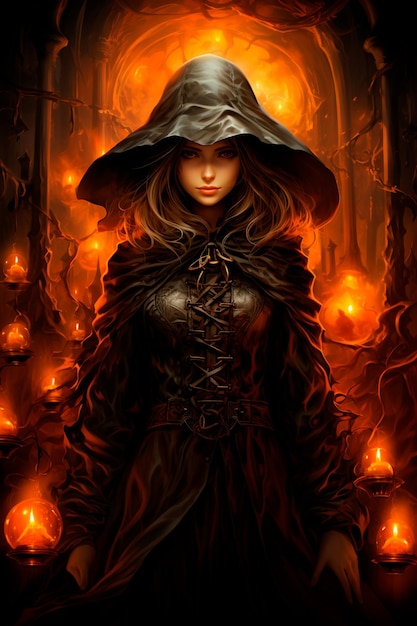 imagen de una bruja con fondo místico