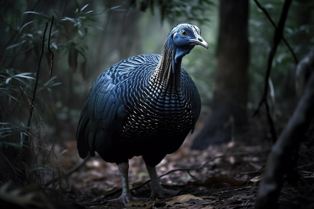 Imagen de un buitre gallina de Guinea en la naturaleza en el fondo de la naturaleza Fauna Animales Aves Ilustración generativa AI