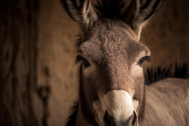 Imagen de un burro marrón de cerca