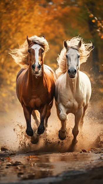 imagen de caballos foto caballo animal granja generada ai foto corriendo carrera de caballos