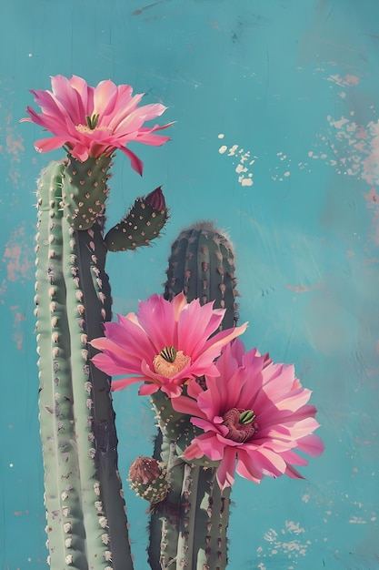 Foto una imagen de un cactus con flores rosadas y las palabras 