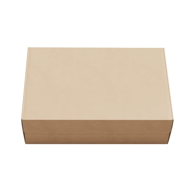 una imagen de una caja de cartón corrugado marrón aislada sobre un fondo blanco