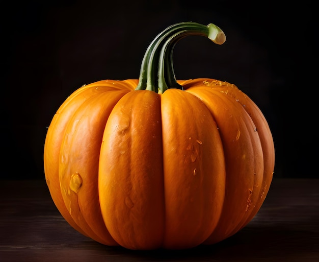 Imagen de una calabaza aislada sobre un fondo oscuro