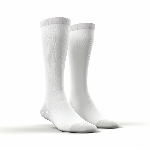 Imagen de calcetines blancos altos sobre un fondo blanco aislado