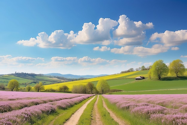 Una imagen del campo en primavera con un cielo despejado