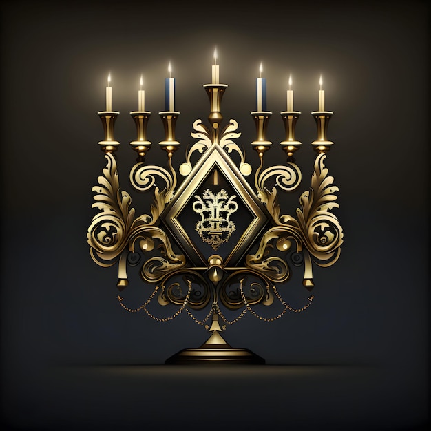 La imagen del candelabro tradicional judío Menorah Fondo oscuro