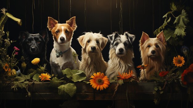 Foto imagen caprichosa de mascotas en un fondo sereno