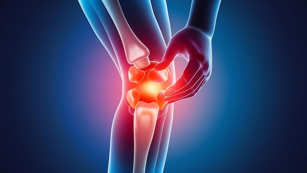 Imagen de cartel médico de los huesos de la rodilla la articulación de la rodella
