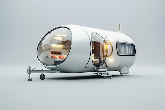 Foto imagen de una casa de caravana o tienda de campaña futurista contemporánea generative ai