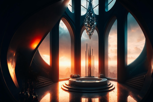 Una imagen de una celda impresionante de un angelarium el concepto de diseño de interiores
