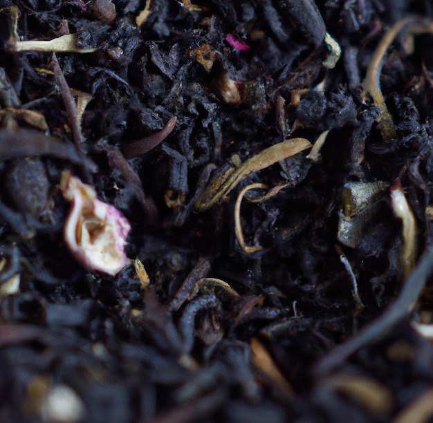 Imagen de cerca del montón de fondo de hojas de té