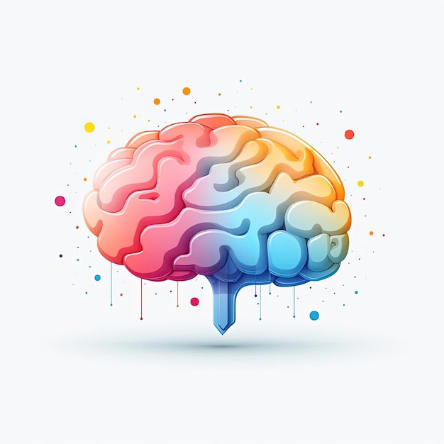 una imagen del cerebro en colores brillantes al estilo del logo