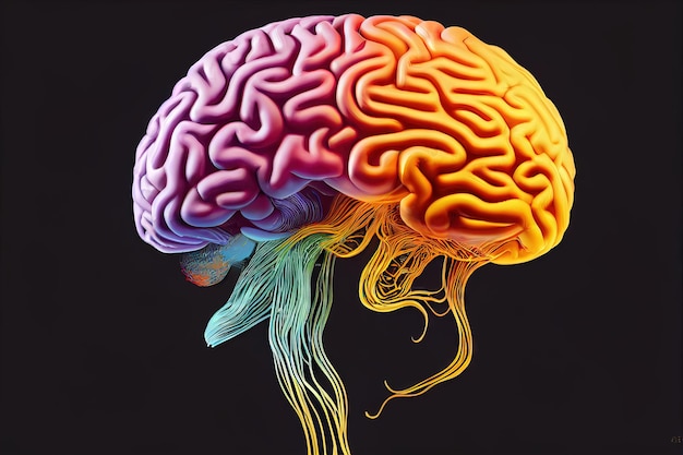 Imagen del cerebro humano con áreas de diferentes colores.