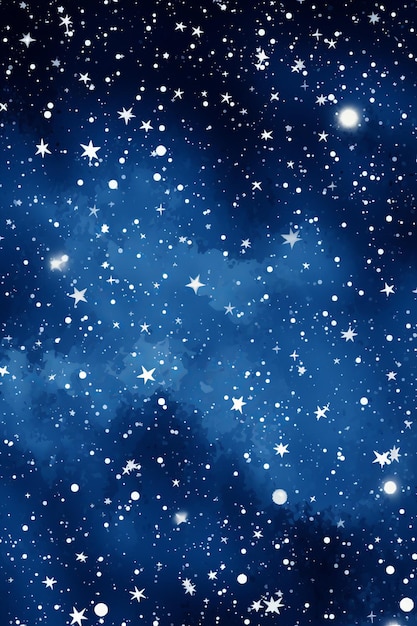 Foto una imagen de un cielo azul con estrellas y copos de nieve