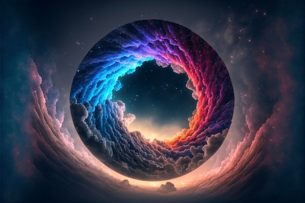Una imagen de un círculo colorido en el cielo generativo ai