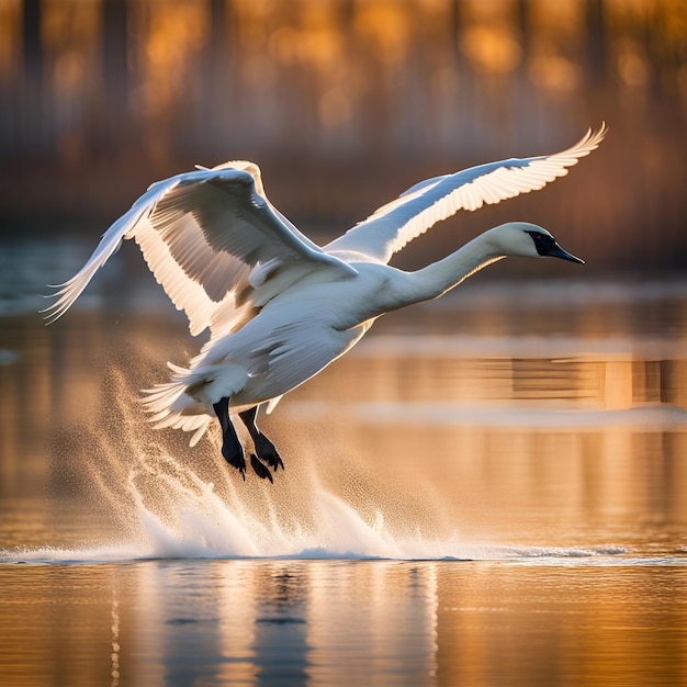 Una imagen de un cisne trompetista en vuelo