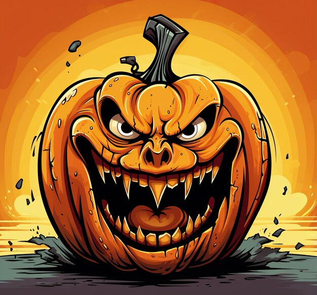 Foto una imagen de clipart de calabaza de mypictures en el estilo del verdadismo trabajo de línea simplificado cómic