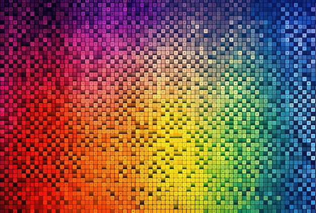 una imagen de código binario en un color hexadecimal del arco iris
