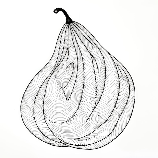 Foto imagen para colorear en blanco y negro de una pera.