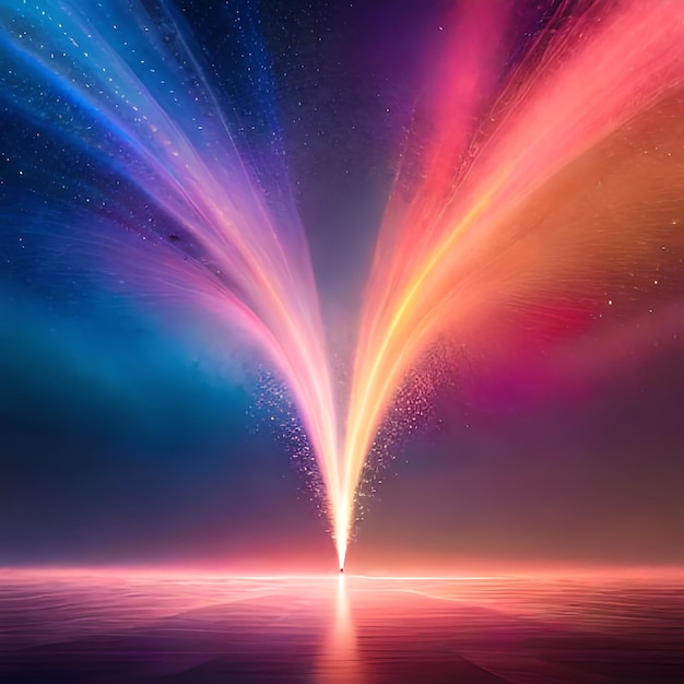 una imagen colorida de un arco iris con las palabras fuegos artificiales