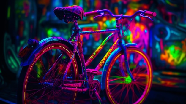 Una imagen colorida de una bicicleta con la palabra bicicleta
