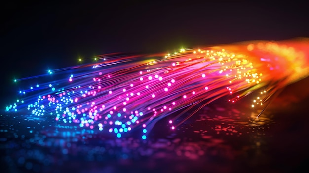Una imagen colorida, brillante y abstracta de un alambre con muchos puntos pequeños Concepto de energía y excitemen